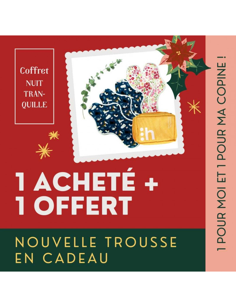 serviettes hygiéniques lavables, 3XL+2XXL, en coton bio, (1+1) coffret NUIT TRANQUILLE - 1 serviettes hygiéniques lavables, 3XL+2XXL, en coton bio, (1+1) coffret NUIT TRANQUILLE - 1