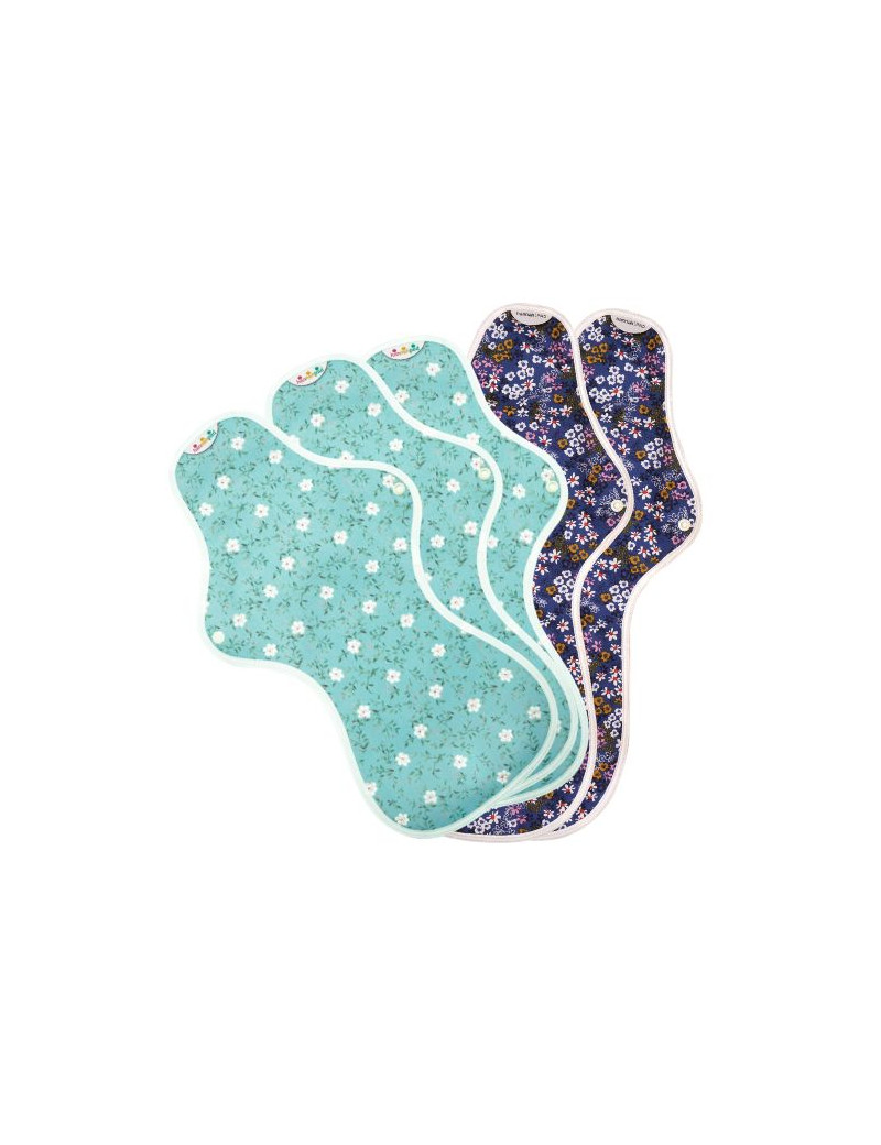 serviettes hygiéniques lavables, 3XL+2XXL, en coton bio, coffret NUIT serviettes hygiéniques lavables, 3XL+2XXL, en coton bio, coffret NUIT