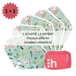 coffret 5 protège-slips , TONGA, en coton bio, (1+1) - 1