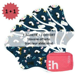 Coffret 5 serviettes hygiéniques , MEDIUM, en coton bio, (1+1) - 1