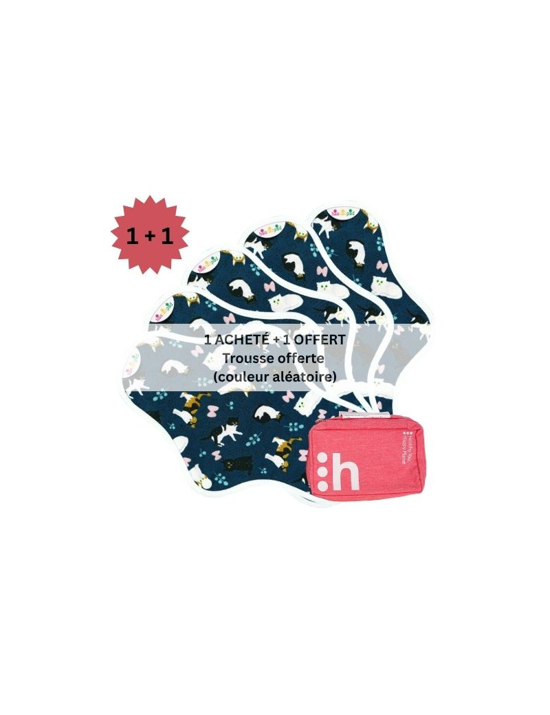 Coffret 5 serviettes hygiéniques , MEDIUM, en coton bio, (1+1) - 1