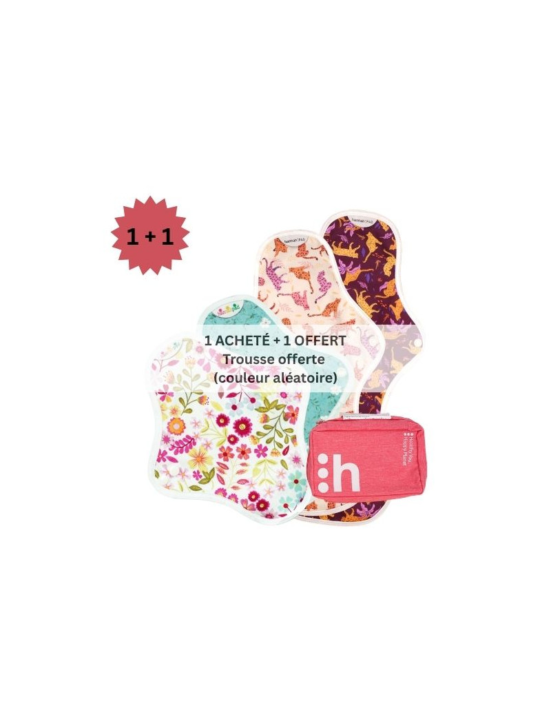 serviettes hygiéniques lavables, 1PS+1S+1L+1XL, en coton bio, (1+1) coffret MINI STARTER - 1
