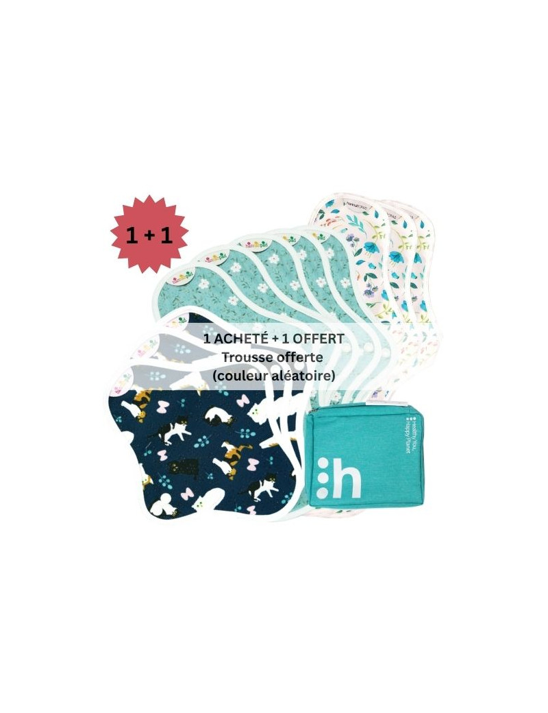 serviettes hygiéniques lavables, 3S+5M+3XL, en coton bio, (1+1) coffret UNE SEMAINE - 1