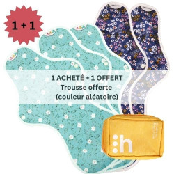 serviettes hygiéniques lavables, 3XL+2XXL, en coton bio, (1+1) coffret NUIT TRANQUILLE - 1