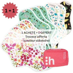 serviettes hygiéniques lavables, 5M+3L+2XL+1XXL, en coton bio, (1+1) coffret FLUX FORT - 1