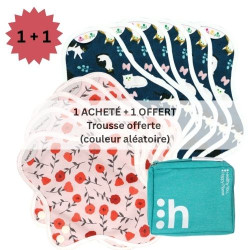 serviettes hygiéniques lavables, 5S+6M, en coton bio, (1+1) coffret FUITES URINAIRES LÉGÈRES - 1