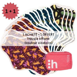 serviettes hygiéniques lavables, 5M+6L+4XL, en coton bio, (1+1) coffret FUITES URINAIRES MOYENNES - 1