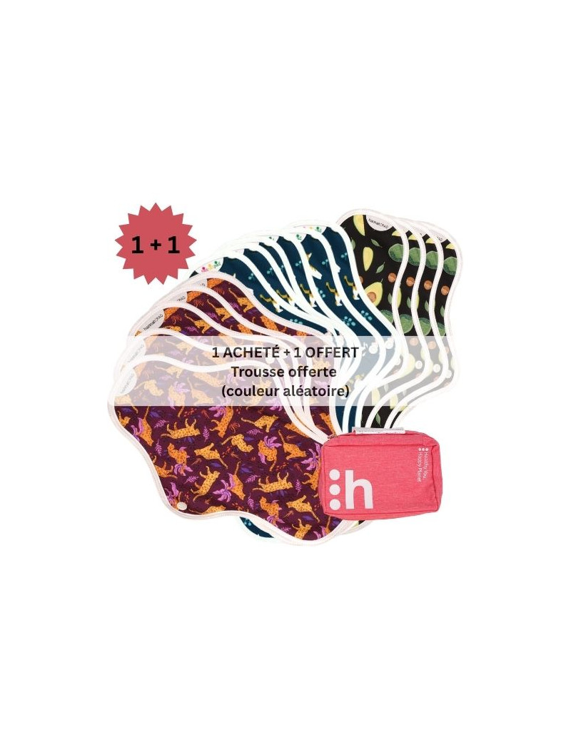 serviettes hygiéniques lavables, 5M+6L+4XL, en coton bio, (1+1) coffret FUITES URINAIRES MOYENNES - 1